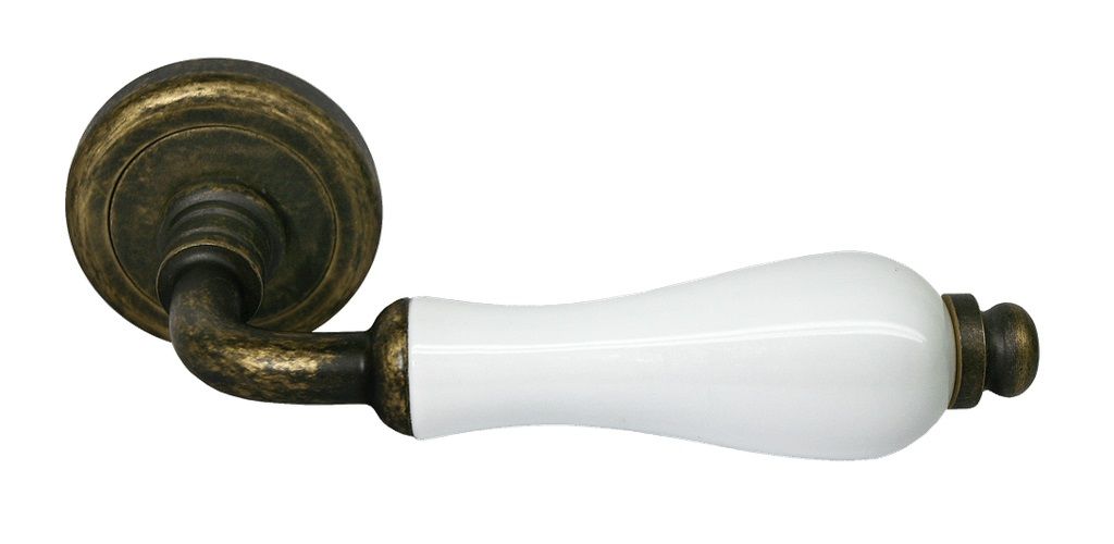 картинка Дверная ручка Morelli Ceramica CC-3 OBA/CHAMP Античная Бронза - Шампань магазин Дверкин 