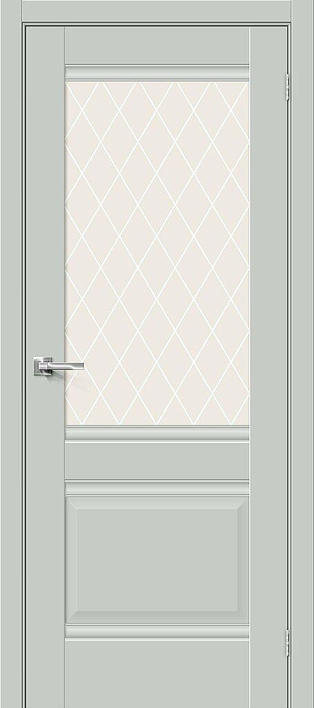 картинка Межкомнатная дверь Эмалит Прима-3 Grey Matt - White Сrystal магазин Дверкин 