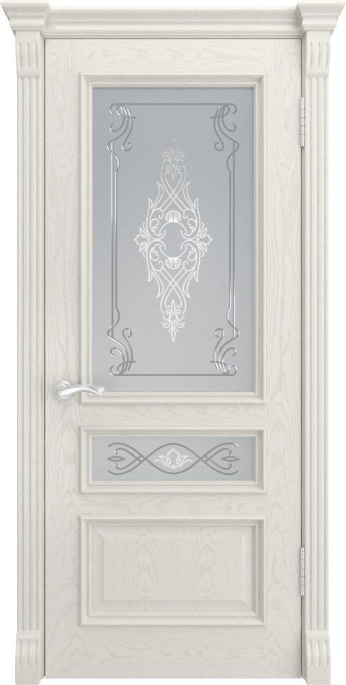 картинка Межкомнатная дверь Люксор Гера-2 Дуб Ral 9010 - Сатинато магазин Дверкин 