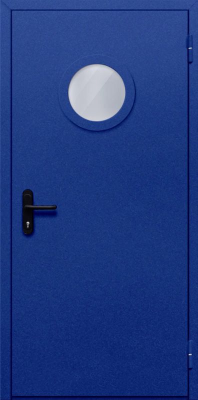 картинка Однопольная дверь с круглым стеклом ДПМ-01-EIW60 (Синяя) магазин Дверкин 