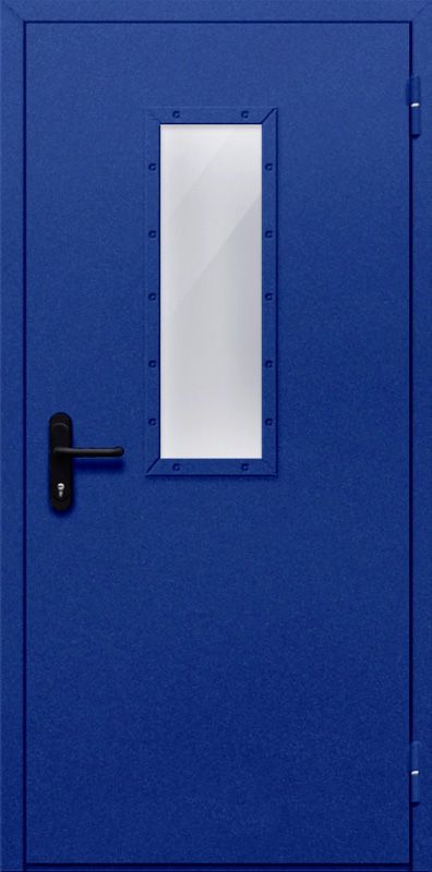 картинка Однопольная дверь с прямоугольным стеклом ДПМ-01-EIW60 (Синяя) магазин Дверкин 