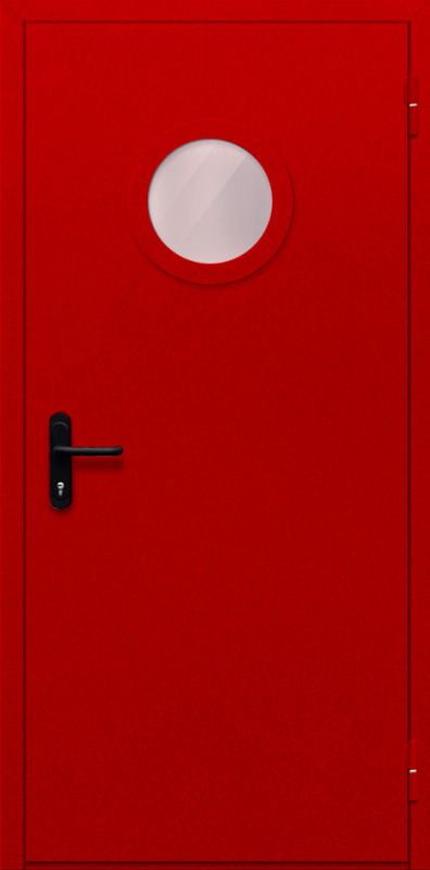 картинка Однопольная дверь с круглым стеклом ДПМ-01-EIW60 (Красная) от магазина Дверкин