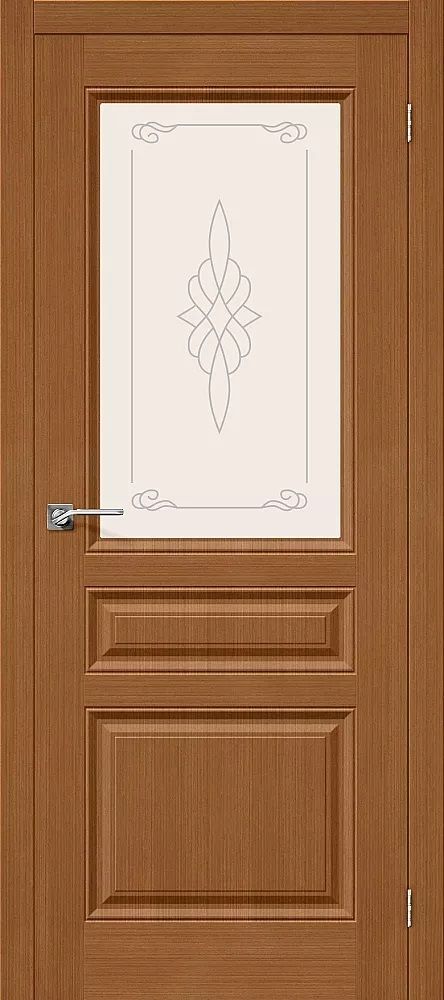 картинка Шпонированная дверь Статус-15 Орех - Сатинато Белое Художественное файн-лайн магазин Дверкин 