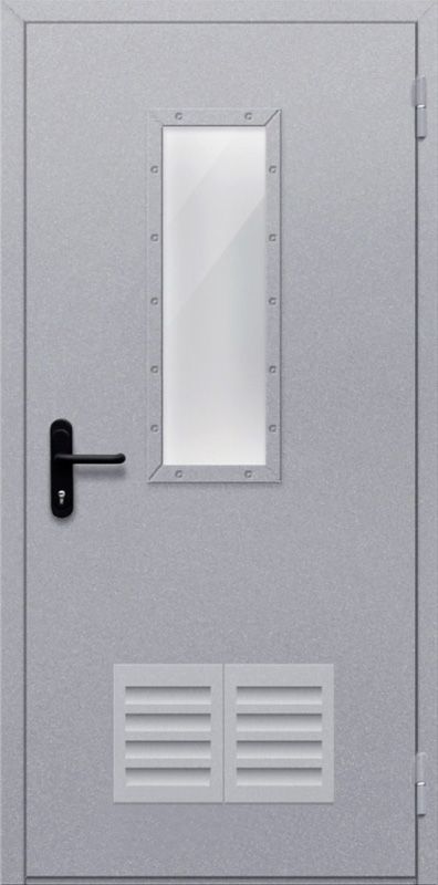 картинка Однопольная дверь с прямоугольным стеклом ДПМ-01-EIW60 с решеткой магазин Дверкин 