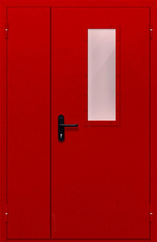 картинка Полуторная дверь с прямоугольным стеклом ДПМ-02-EIW60 (Красная) от магазина Дверкин