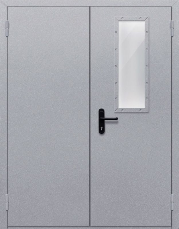 картинка Двупольная дверь с прямоугольным стеклом ДПМ-02-EIW60 (Серая) магазин Дверкин 