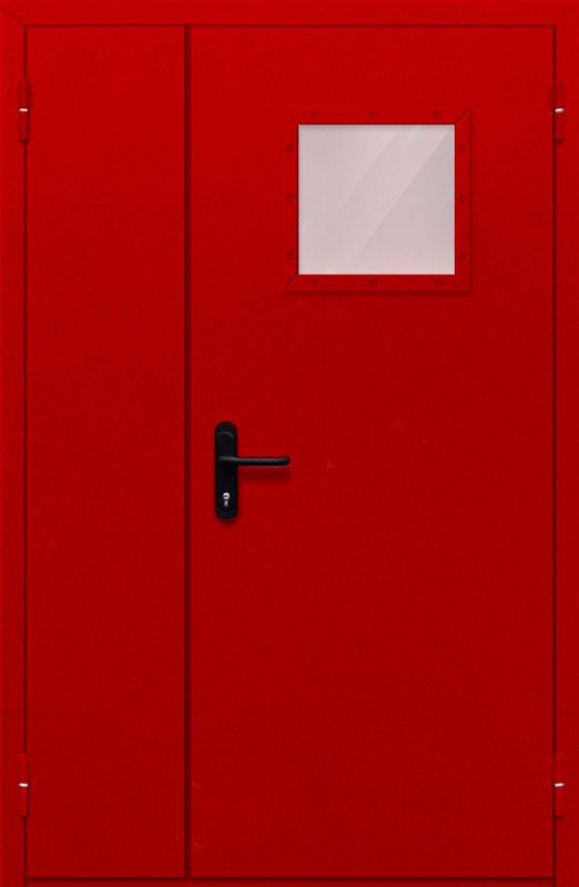 картинка Полуторная дверь с квадратным стеклом ДПМ-02-EIW60 (Красная) магазин Дверкин 
