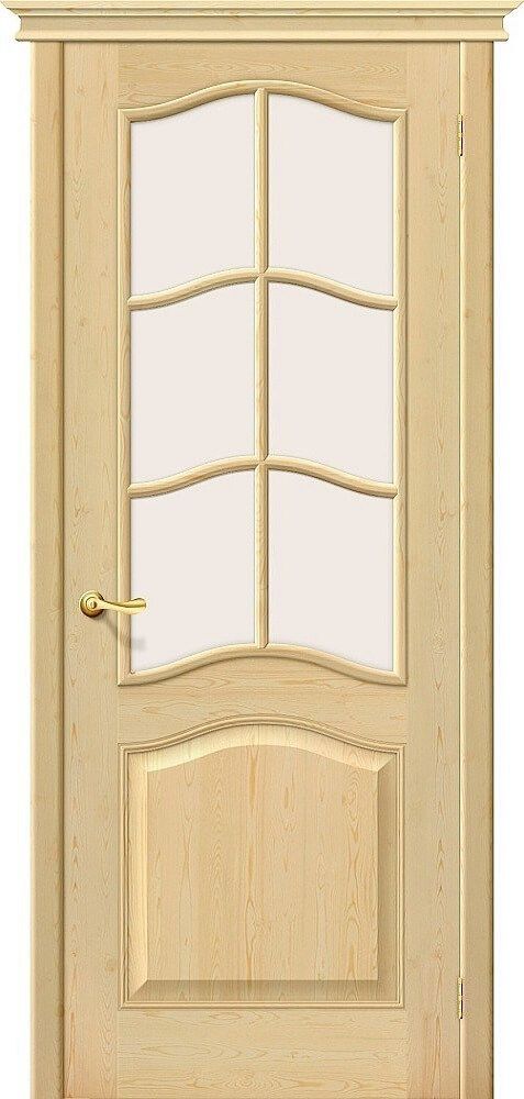картинка Межкомнатная дверь из массива сосны М7 со стеклом Без отделки магазин Дверкин 
