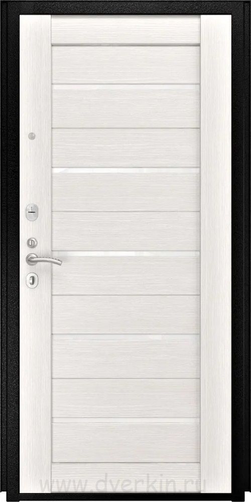 Входная стальная дверь Luxor-13 СБ-1 Черный Муар - Беленый Дуб_76331