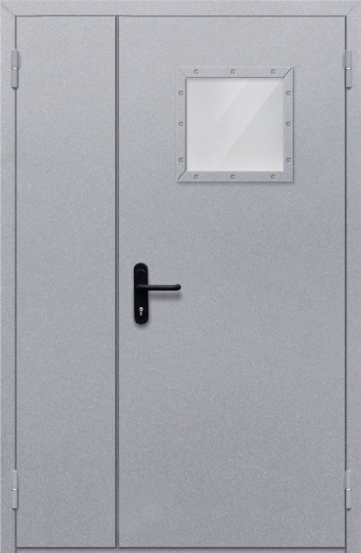 картинка Полуторная дверь с квадратным стеклом ДПМ-02-EIW60 (Серая) магазин Дверкин 
