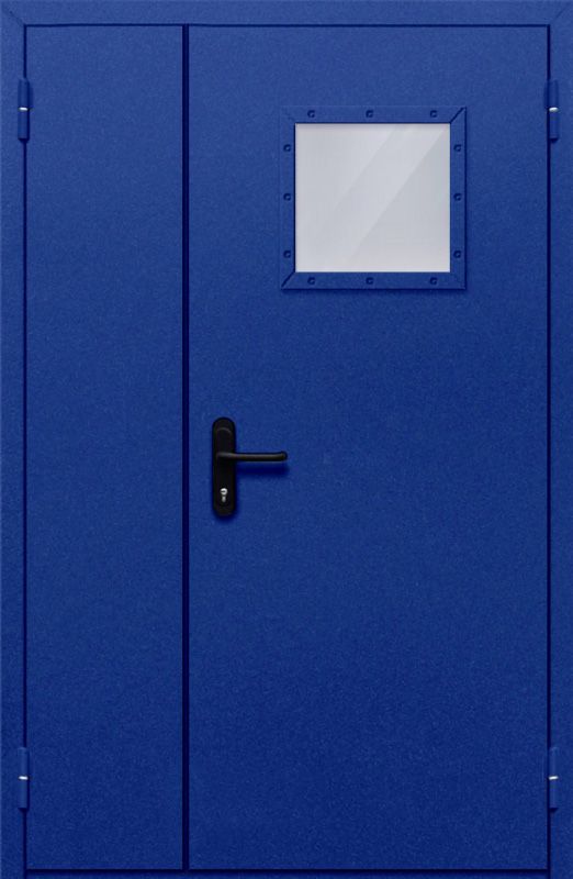 картинка Полуторная дверь с квадратным стеклом ДПМ-02-EIW60 (Синяя) магазин Дверкин 
