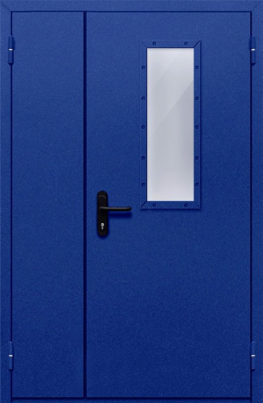 картинка Полуторная дверь с прямоугольным стеклом ДПМ-02-EIW60 (Синяя) магазин Дверкин 