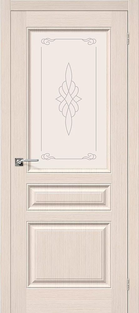 картинка Шпонированная дверь Статус-15 Беленый Дуб - White Сrystal файн-лайн от магазина Дверкин