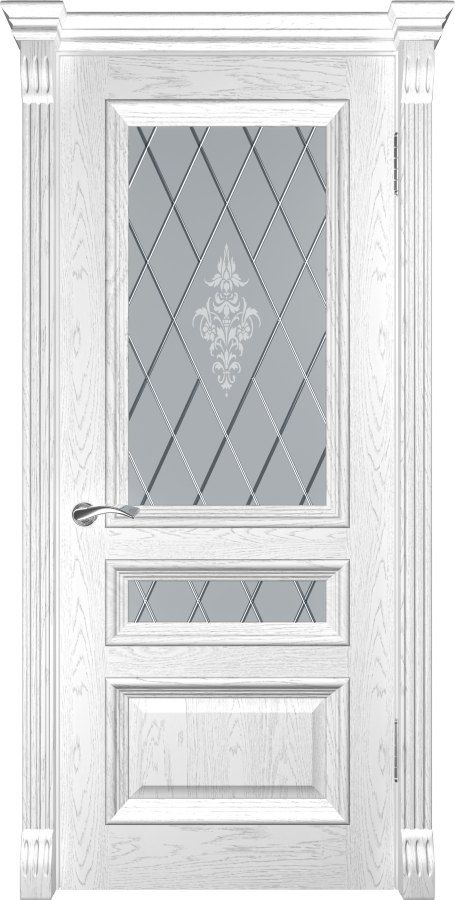 картинка Межкомнатная дверь Люксор Фараон-2 Дуб Белая Эмаль - Сатинато магазин Дверкин 