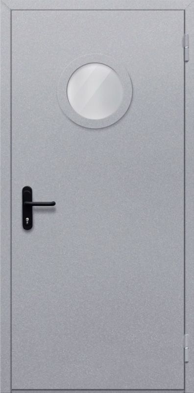 картинка Однопольная дверь с круглым стеклом ДПМ-01-EIW60 (Серая) магазин Дверкин 