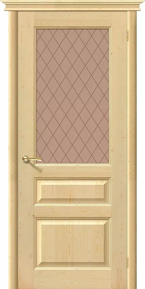 картинка Межкомнатная дверь из массива сосны М5 со стеклом Без отделки магазин Дверкин 
