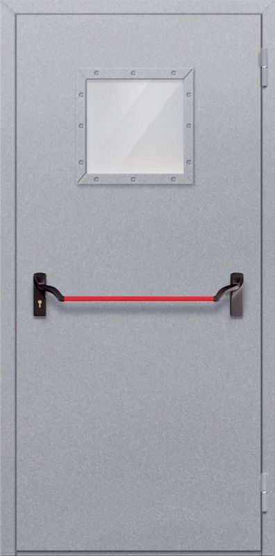 картинка Однопольная дверь с квадратным стеклом ДПМ-01-EIW60 с антипаникой магазин Дверкин 