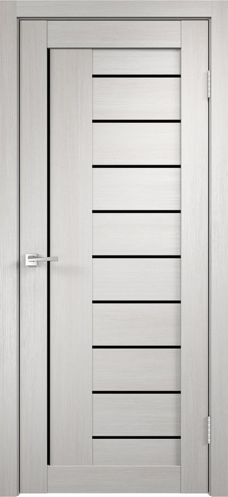 картинка Межкомнатная дверь Velldoris Linea 3 Дуб Белый - Черный Лакобель магазин Дверкин 