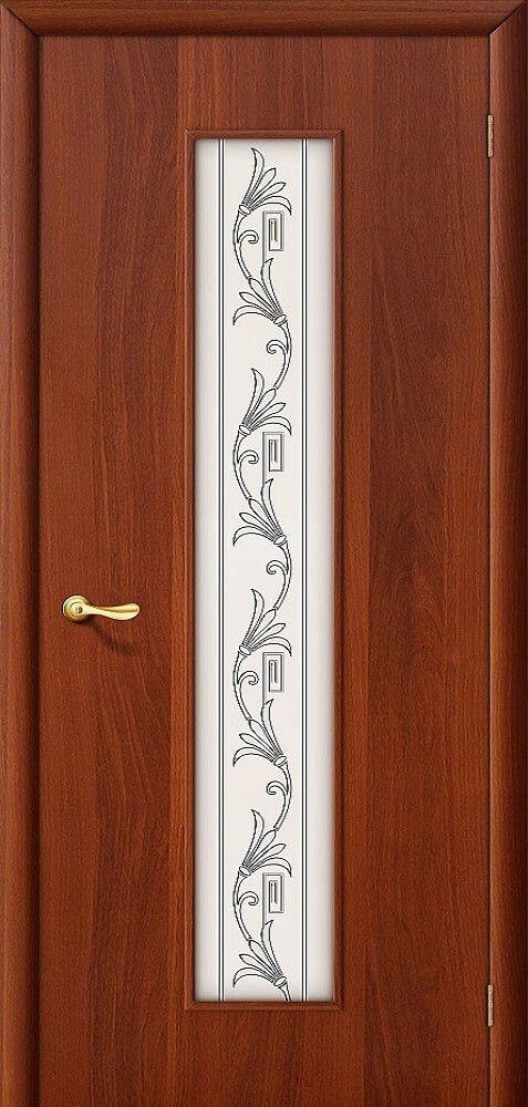 картинка Ламинированная межкомнатная дверь 24Х Итальянский Орех - Сатинато Белое Витраж магазин Дверкин 