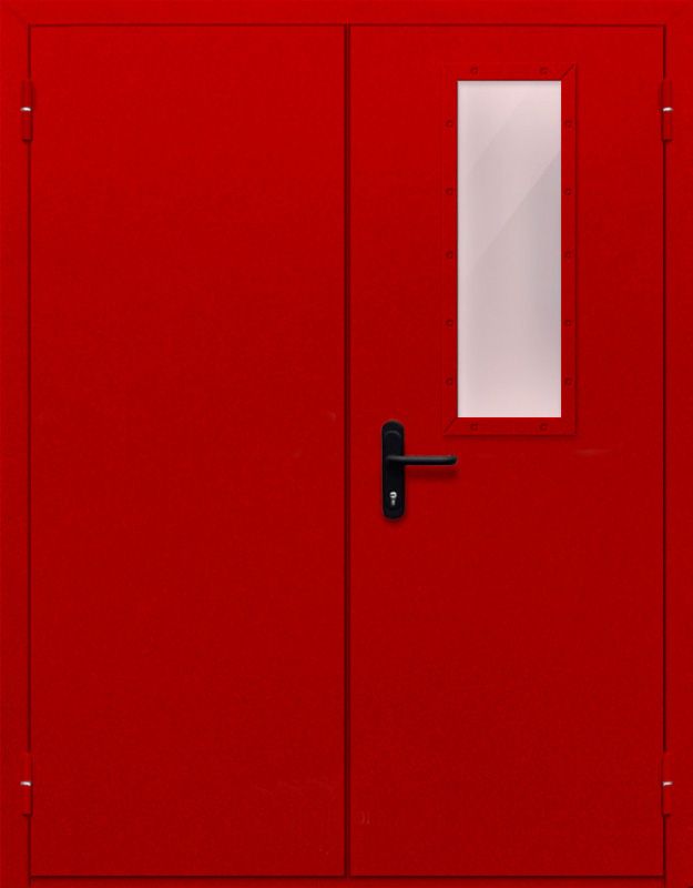 картинка Двупольная дверь с прямоугольным стеклом ДПМ-02-EIW60 (Красная) от магазина Дверкин