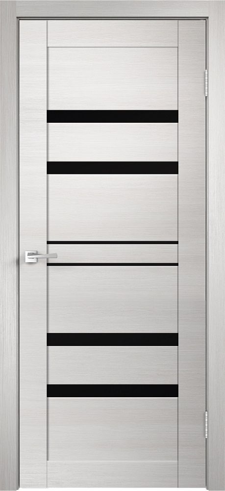 картинка Межкомнатная дверь Velldoris Linea 6 Дуб Белый - Черный Лакобель магазин Дверкин 